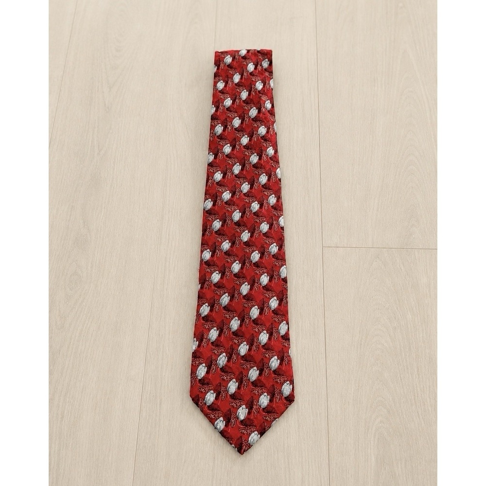 Ermenegildo Zegna Red Silk Tie Geometric Medallion Floral Italy Classic Luxury